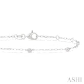 1/10 ctw Round Cut Diamond Paperclip Station Bracelet in 14K White Gold